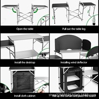 NIKMATI 2024 Kabinet Meja Dapur Portabel Aluminium untuk Berkemah di Luar Ruangan, Stasiun Memasak BBQ, Tas Jinjing Oxford 600D, Warna Dapat Disesuaikan
