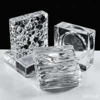 Bloc de verre 150x150x50mm, carré, solide, effet cristal de glace, pour décoration murale de bar, prix usine en gros