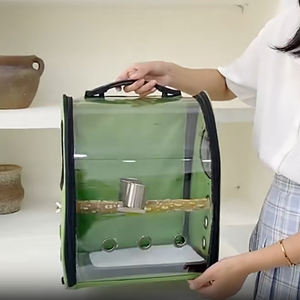 Perroquet sac à dos cage à oiseaux maison perroquet transporteur avec <span class=keywords><strong>perche</strong></span> mangeoires oiseau grand espace respirant Portable sac de voyage Transparent - Product Image 6