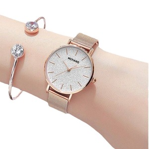 Montre à quartz pour femme, bracelet en maille or rose, cadran rond, étanche 3 bars, montre-bracelet, bijoux de mode - Product Image 1