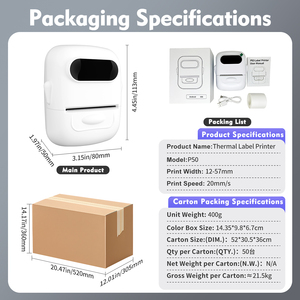 W-Marklife 迷你热敏标签打印机 203dpi <span class=keywords><strong>USB</strong></span> 接口 58 毫米纸张 ROHS 认证 IOS 兼容 适合小型企业 便携式 - Product Image 6