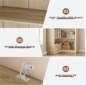 Fornitore di fabbrica all'ingrosso pesante libreria ad angolo a 5 livelli 71.8 ''alto a forma di L scaffale in legno stile fattoria di stoccaggio