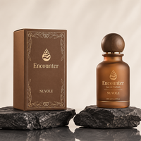 Flacon de parfum de haute qualité 100 ml, flacon de parfum en verre givré, flacon de parfum rond brun vide avec emballage en boîte