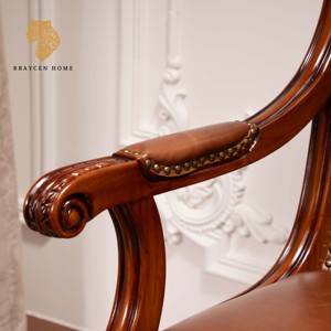 Sillón Antiguo con Brazos y Adornos Tallados a Mano, Muebles Europeos, Silla Cómoda para Oficina en Casa, Compra de Sillas - Product Image 5
