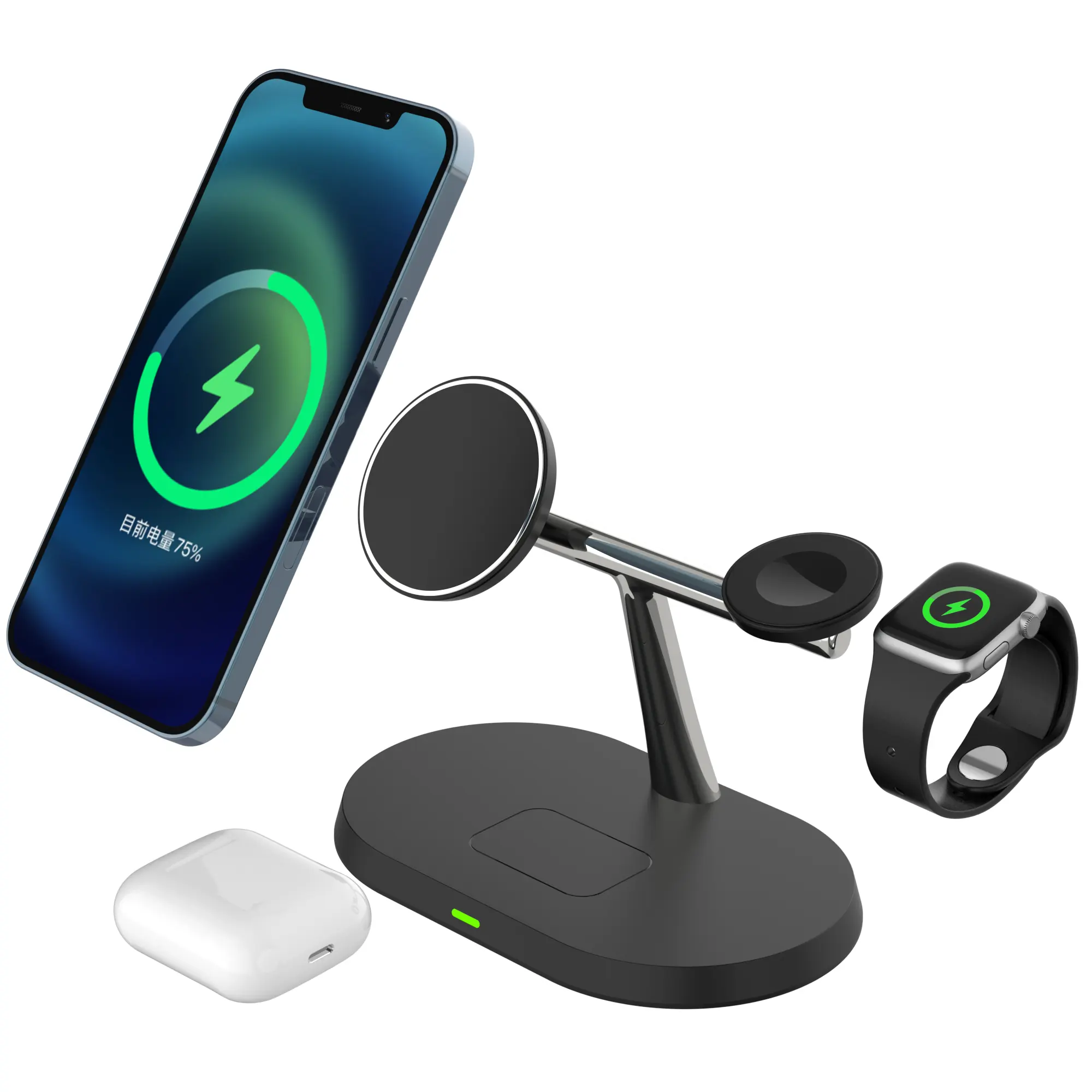3 in 1 15W 10W Fast Charge Wireless Charger Stand Holder Qi Wireless Charging Multi-funcion Station for iPhone iWatch Airpods