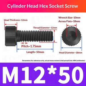 12.9 Grade Black Hexagon Socket <strong>Screws</strong> &amp; <strong>Bolts</strong> Fine <strong>Thread</strong> Cylindrical/Cup Head Metric M3 M5 M6 M8 - Product Image 4