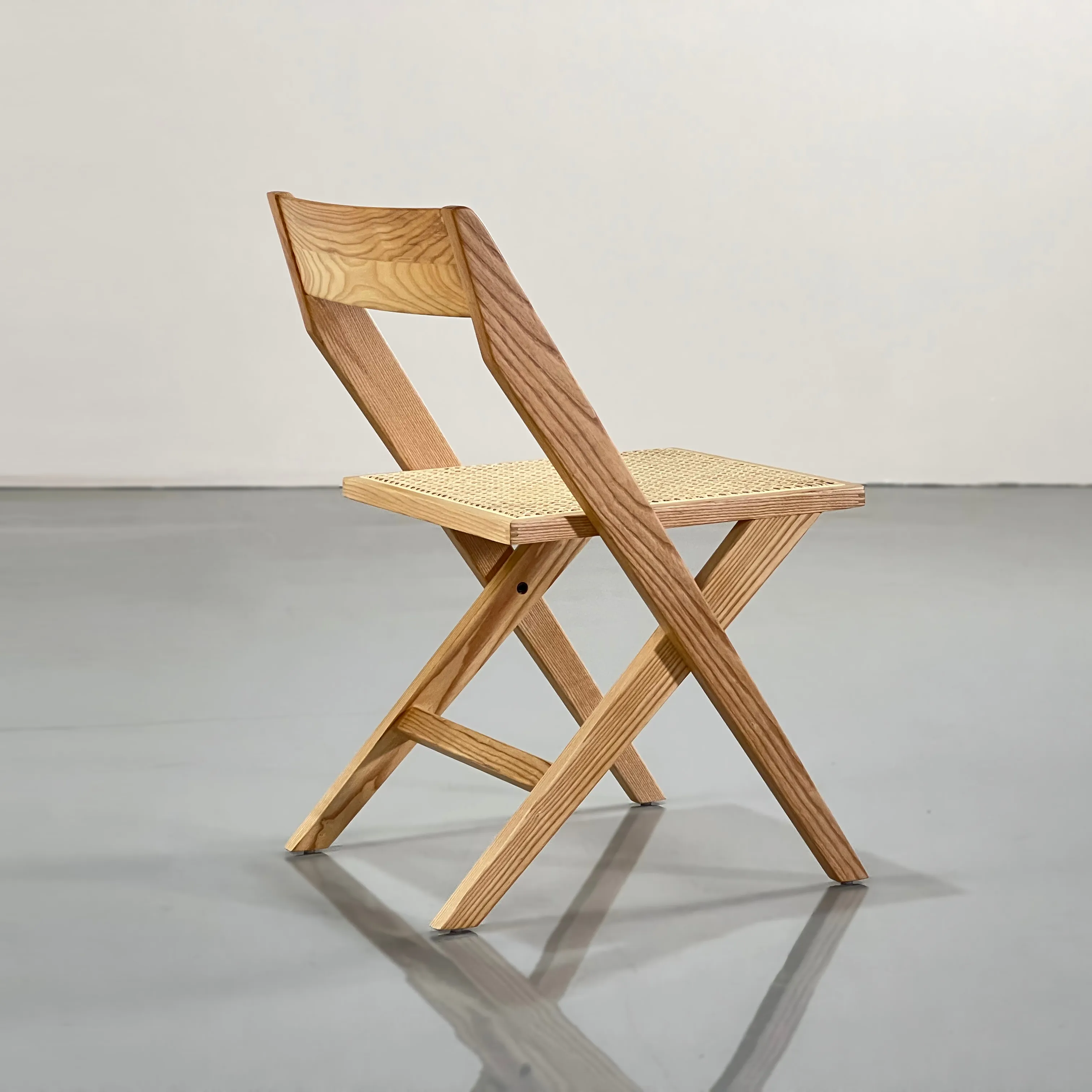 Silla kursi makan Nordic, vintage rotan tenunan rumah kayu solid kursi sandaran kopi restoran rotan lipat