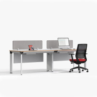 Table de bureau double face de taille standard au design moderne, pour 2 personnes, poste de travail informatique avec pieds en acier