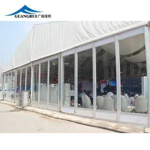 Outdoor 20 X 40m Large Pvc Event Tent Trade Show Tent 1000 People With Sidewalls Glass Curtain Wall Tents For Exhibitions