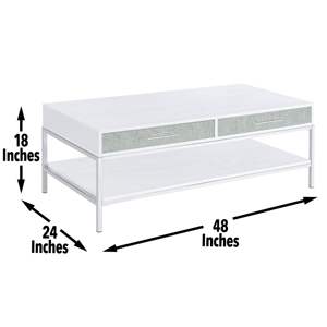 DB Mirage Mesa de centro blanca con tapa de mármol Estilo de granja Muebles de sala de estar Oficina en casa Adecuado - Product Image 5