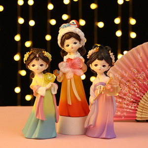 Yu Mo Adorno de Resina Estilo Antiguo para Niña, Figura Creativa para Decoración del Hogar, Sala de Estar, Recibidor, Soporte de TV - Product Image 2
