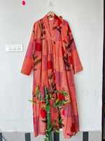 Robe longue en nylon imprimé numérique, tunique en gaze indienne, robe maxi florale faite à la main, tenue d'été ethnique bohème pour femme, naturelle