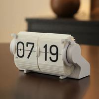 Horloge à affichage numérique à bascule avec piles au lithium, retournement automatique des pages, horloge de table noire # HY-D005-B