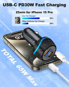 PD30W USB <span class=keywords><strong>C</strong></span> Super Fast Car Charger 60W <span class=keywords><strong>Tipo</strong></span> <span class=keywords><strong>C</strong></span> Car Carga rápida PD/PPS & QC <span class=keywords><strong>Cargador</strong></span> de encendedor de cigarrillos para Samsung iPhone 16 - Product Image 6