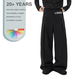 Pantalones Anchos de Hombre de Material Premium, Estilo Urbano, Holgados, de Cintura Alta, Negros, Casuales - Product Image 1