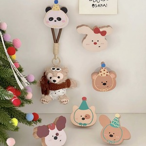 Porte-clés mural amovible Yuan Jin en bambou et bois, motif animal de dessin animé, crochet simple pour sac, capacité 3-5 kg - Product Image 2