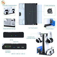 JYS-P5130-2 pour PS5/PS5Slim Host Base de refroidissement multifonctionnelle avec poignée HUB Contact Double charge Console de jeu Support pour écouteurs