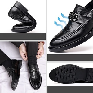 <span class=keywords><strong>Mocasines</strong></span> de vestir formales de corte alto, tallas 38-44, de cuero vacuno de dos capas, con suela de EVA y goma, negros, ligeros, con punta, sin cordones, para hombre, ideales para bodas indias. - Product Image 3