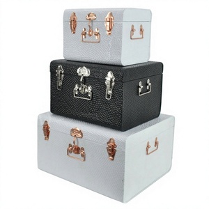 Small Medium and Large Three Classical Sizes Trunk Boxes Set Metal Trunk Box and Multicolor Case for Multifunctional Uses - Product Image 1