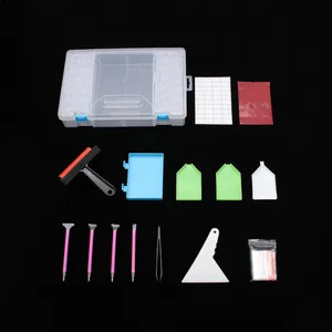 Wholesale 64 Grid Transparent Square Sub-bottle Diamond Storage Box Set With Diamond Painting Quick Point Drill Tool Accessories