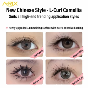 ขนตาปลอม A-RIX L-Curl Wet Camellia แบบหลายความยาว ฐานแข็งแรง ทรง Manga Fox Eye สีดำด้านนุ่ม - Product Image 6