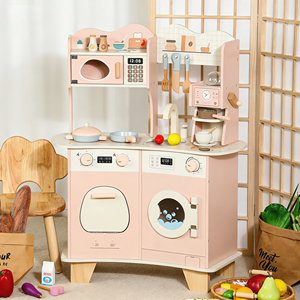 Jouet en bois pour enfants : Machine à café, four à micro-ondes, lave-linge, sèche-linge, plaque à induction, rôle de femme au foyer - Product Image 5