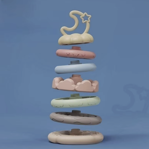 키즈 몬테소리 장난감 스태킹 링 부드러운 실리콘 쌓기 장난감 - Product Image 2