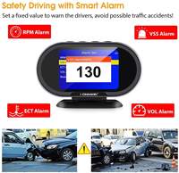 KONNWEI KW206 Combinador HUD con Pantalla TFT a Color de 3.5 Pulgadas - Alarma de Voltaje y RPM del Motor, Monitoreo de Velocidad, Herramienta de Diagnóstico OBD2/EOBD para Autos, 1 Año de Garantía