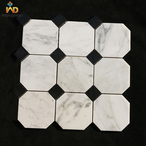 Carreaux de mosaïque de marbre octogonaux noirs <span class=keywords><strong>et</strong></span> blancs pour la caractéristique de parquet de décoration de mur intérieur pour les planchers <span class=keywords><strong>et</strong></span> les murs de magasin - Product Image 1