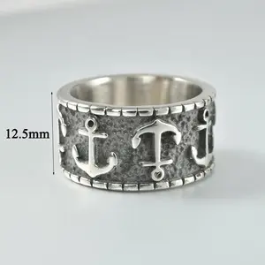Винтажные мужские кольца из нержавеющей стали 316L с якорем, морское кольцо на палец, морское пиратское морское кольцо с якорем для мужчин