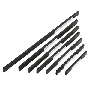 Long Matte Black Aluminum Alloy Pulls Dresser Drawer Profile Handle Kitchen Cabinet Wardrobe <strong>Door</strong> Handles for Furniture - Product Image 5