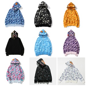 Cardigan zippé camouflage tête de requin 400g épais, unisexe, 100% coton, avec capuche et lumière nocturne intégrée - Product Image 1