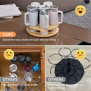 Organisateur de tasse Stanley organisateur de bouteille d'eau pour Stanley pour armoire organisateur de gobelets en bambou Compatible avec le support de tasses de 40 oz - Product Image 5