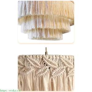 Pantalla de Lámpara de Macramé Tejida Transpirable de Precio Económico de Vietnam, Cubierta de Lámpara Colgante, Accesorios de Decoración Boho Hechos a Mano - Product Image 3