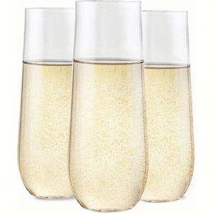 Copas de Champán sin Tallo con Borde Dorado, Copas de Champán para Boda, Capacidad de 9 oz, Juego de Vasos Elegantes para Fiestas - Product Image 2
