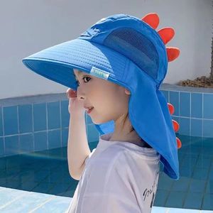 Childrens Sun Hat Blue Breathable Neck <b>Protector</b> Elastic Y <b>Back</b> Toddler Unisex Summer Beach Hat - Product Image 1