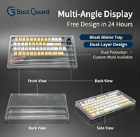 Plateau de rangement en PET transparent de 1 mm d'épaisseur, recyclable, pour touches de clavier mécanique personnalisées, thermoformé, emballage de présentation en plastique pour la vente au détail