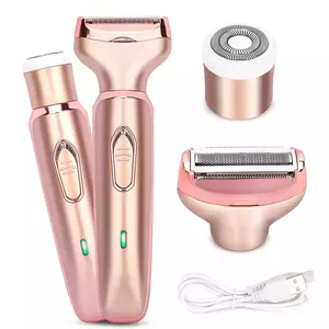 プロフェッショナル2in1女性脱毛器電気かみそり脱毛痛みのない顔シェーバービキニ陰部鼠径部ヘアトリマー家庭用