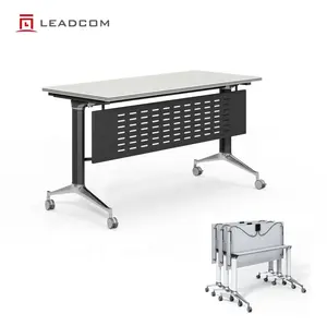 LEADCOM DELVIN LS-414 foldable सम्मेलन की मेज डेस्क तह बैठक डेस्क प्रशिक्षण कमरे फ्लिप शीर्ष टेबल निर्माता