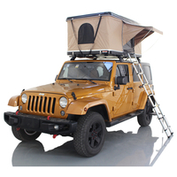 Top ranking 1-2 personas carcasa dura Camping tienda en la azotea gran espacio coche techo superior tienda con escalera telescópica de aluminio