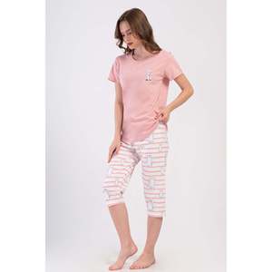 Combinaison de nuit ovale à manches courtes et col rond pour femmes - Product Image 3