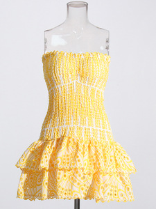 Vestido de verano de fiesta de alta calidad, moda coreana, fruncido, modesto, sin hombros, color blanco, 2023 - Product Image 4