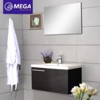 Ensemble d'évier commercial moderne à lavabo simple mural armoire à toilette en PVC bon marché miroir pour cuisine appartement en MDF carcasse