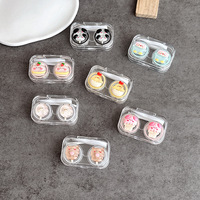 Nouveau cosmétique mignon yeux lentilles de Contact étui ours lapin anneau en caoutchouc ensembles d'outils avec pince à épiler stockage trempage boîte cadeau promotionnel
