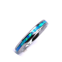Trendy 2023 Fashion conception de bague de mariage 4mm Tungstène Bleu opale Bague Femme