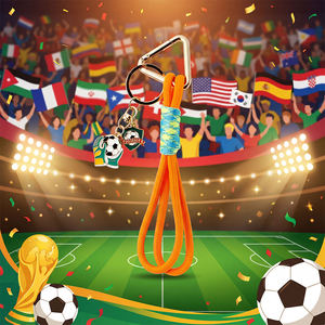 Hand-Weave Polyester Rope Keychain Colorful Tassel Soccer <b>Lanyards</b> Carabiner <b>Key</b> Holder Women Bag Charms Pendant - Product Image 2