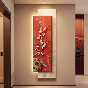 Nouveau Style chinois hall <span class=keywords><strong>d</strong></span>'entrée Art <span class=keywords><strong>d</strong></span>écor à la maison <span class=keywords><strong>peintures</strong></span> <span class=keywords><strong>fleurs</strong></span> <span class=keywords><strong>et</strong></span> <span class=keywords><strong>oiseaux</strong></span> couloir fond mur brillant LED <span class=keywords><strong>peintures</strong></span> - Product Image 3
