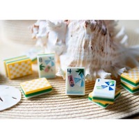 Jeu de tuiles de Mahjong américain, thème Plage Tropicale, en acrylique, tuiles à trois couches, BAM DOT CRAK, lettres anglaises, dos à motif damier, cadeau