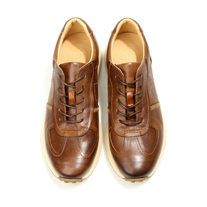 Washed Horseskin Running Shoes Men's Casual Genuine Leather Retro Distressed Fashionable Forrest Gump Shoes <b>Black</b> Light Brown - Product Image 4