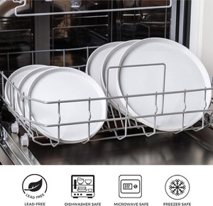 Service de vaisselle en céramique pour 4 assiettes et bols en grès moucheté avec lave-vaisselle résistant aux rayures en terre cuite non émaillée - Product Image 3